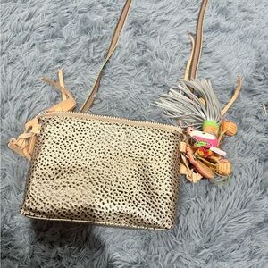 Consuela Gold and Tan Crossbody Bag